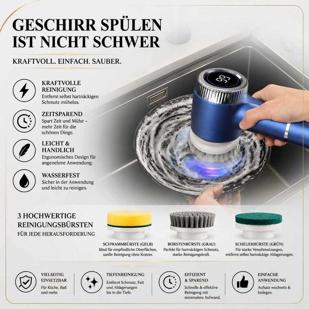 PowerClean Drehbürste – Dein Turbo-Helfer für blitzsaubere Küche & Bad!