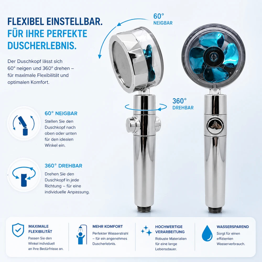 AquaBoost™ – Duschkopf für mehr Druck und weniger Verbrauch