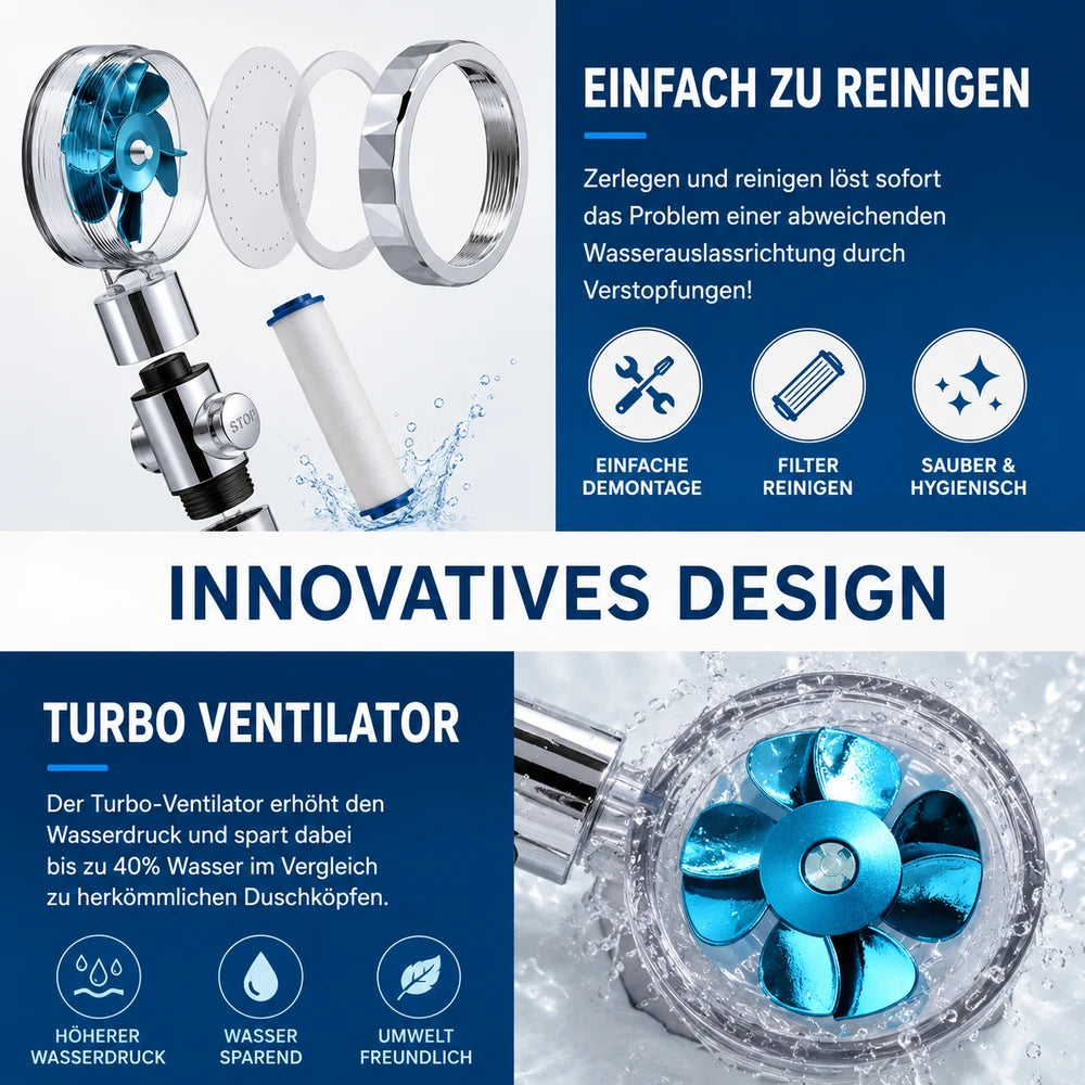 AquaBoost™ – Duschkopf für mehr Druck und weniger Verbrauch